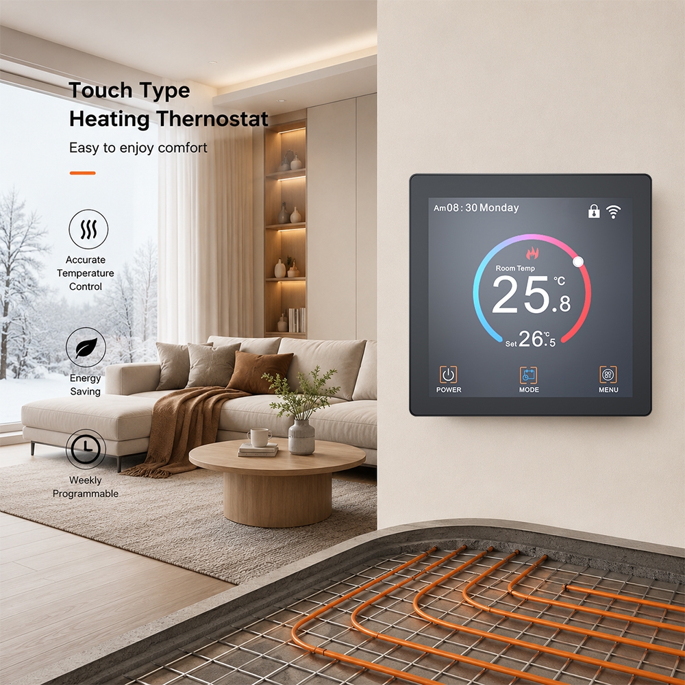 TP01UHPW Smart WIFI Electric Underfloor Heating Controller With TFT Colorful