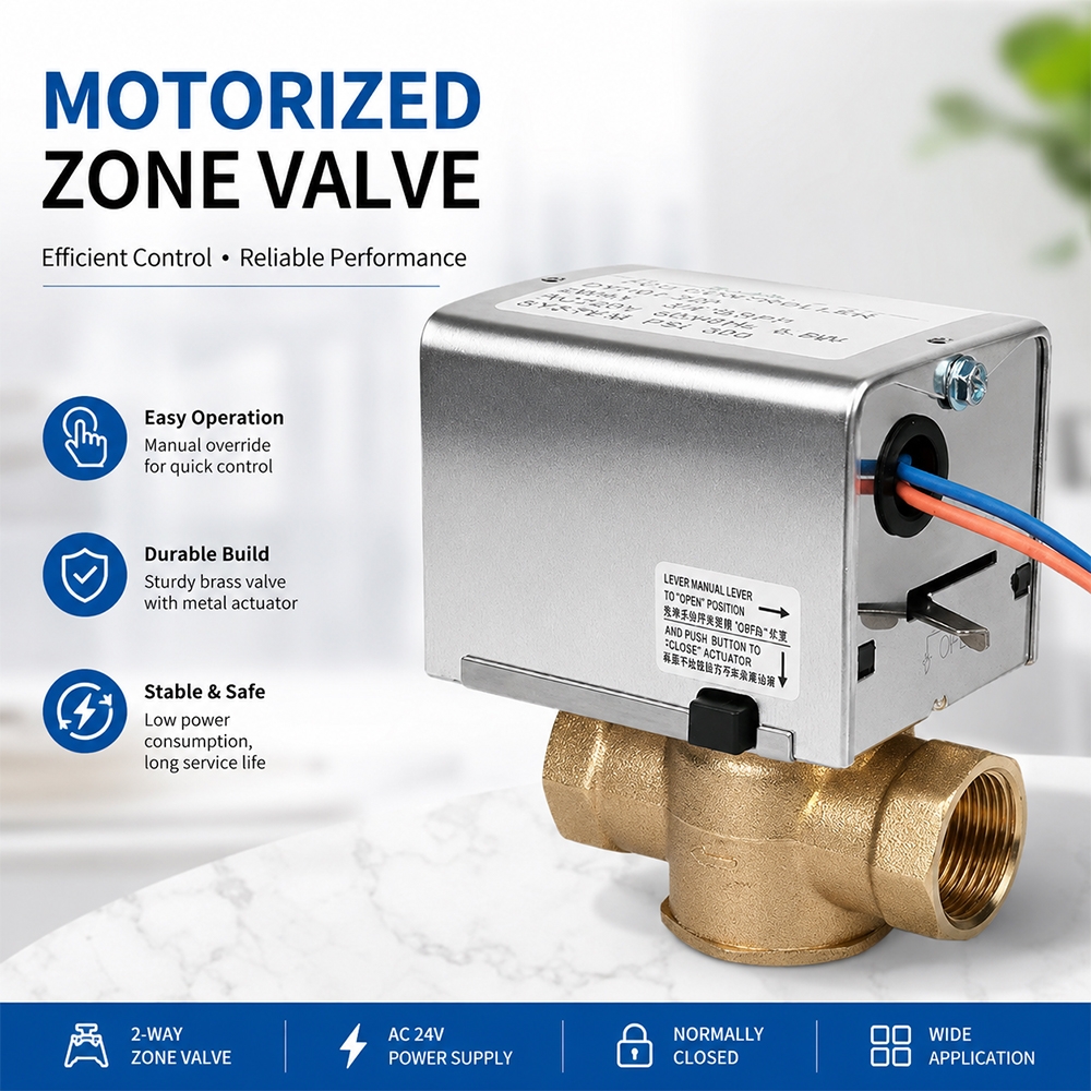 TP20 Series 2-Way Spring Return Motorized Valve for HVAC Fan Coil Water Control
