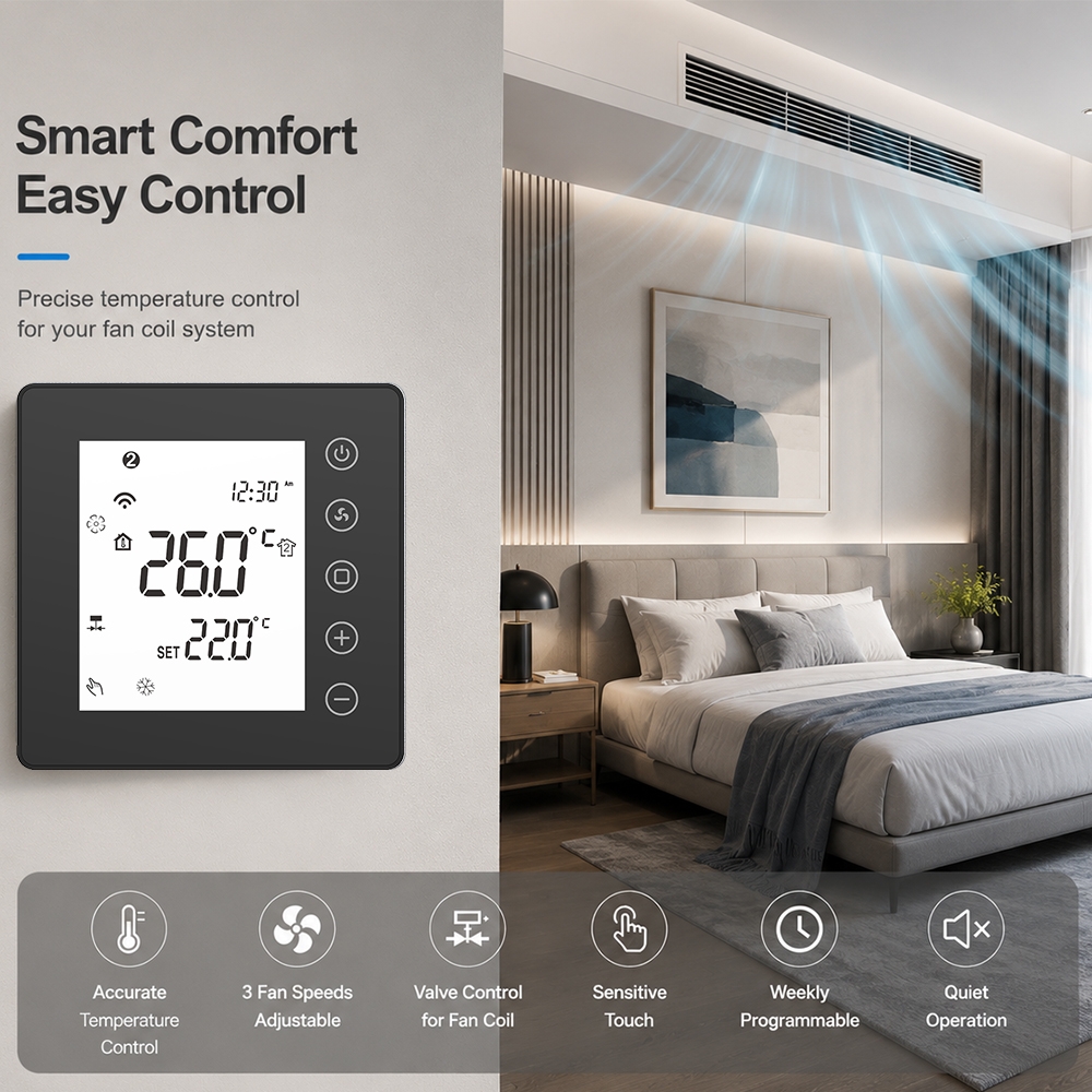  TP201 Series Digital Touch FCU Weekly Programmable Thermostat