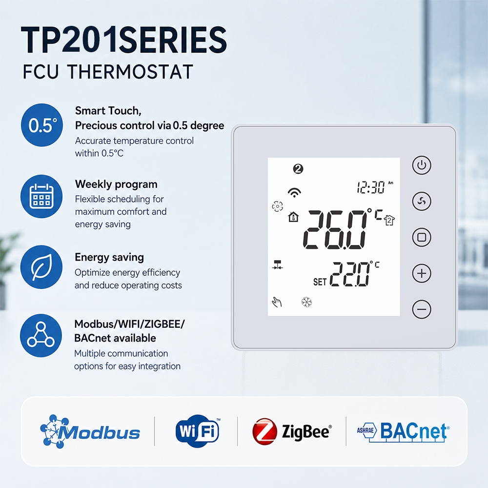  TP201 Series Digital Touch FCU Weekly Programmable Thermostat