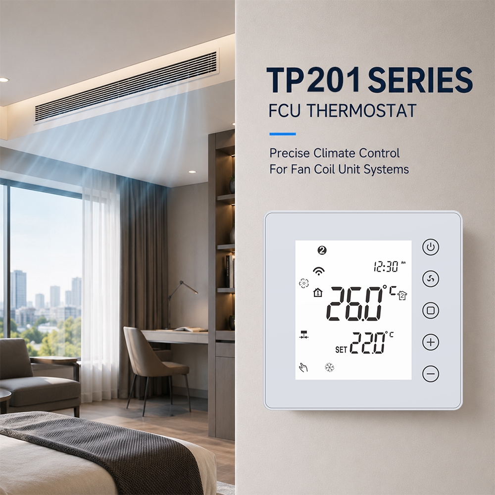  TP201 Series Modbus RS485 Fan Coil Thermostat for Smart Building HVAC Control