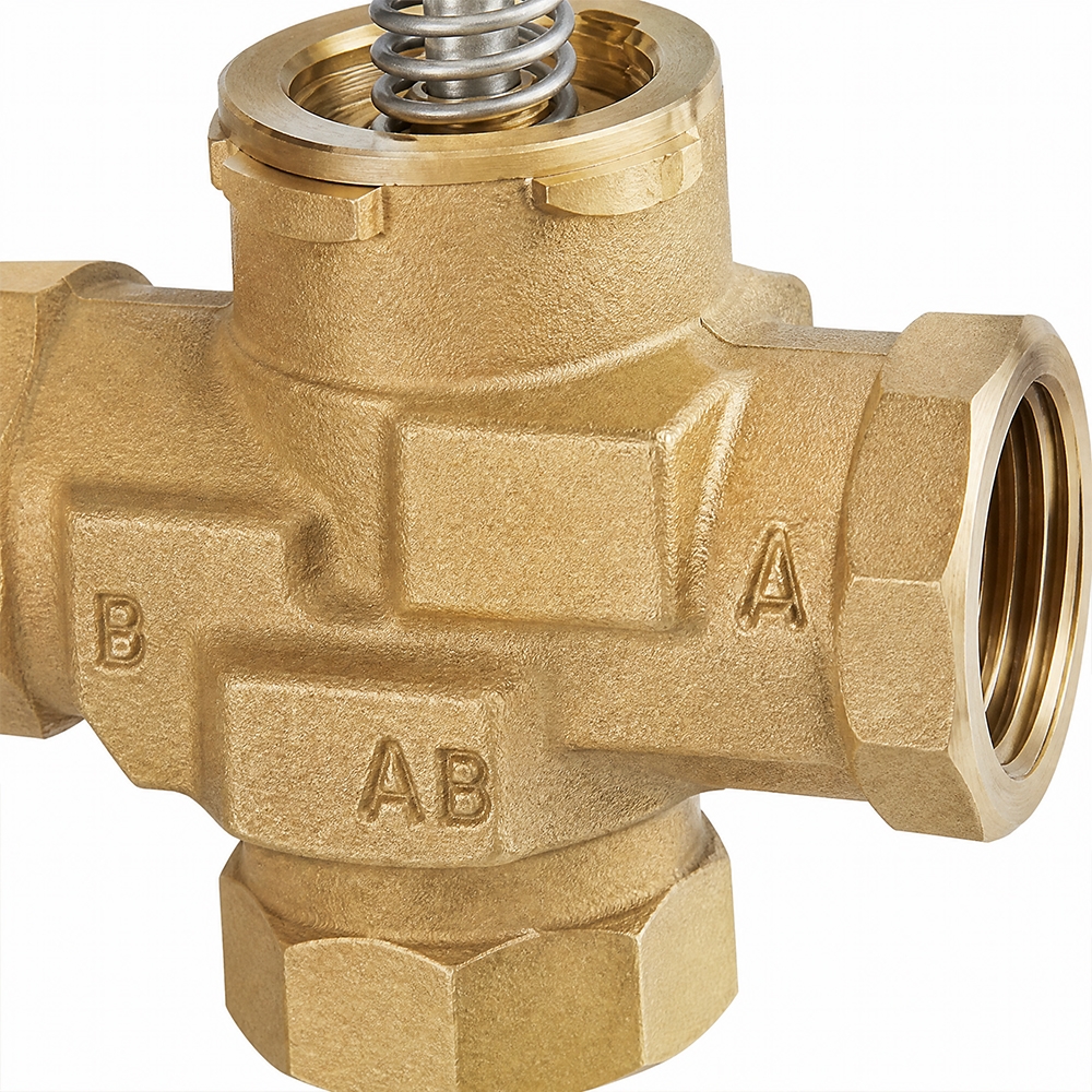 TP40 Series 3 Way brass motorized Valve for HVAC Fan Coil Bypass and Residential Heating and Cooling System