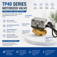 TP40 Series 2 Way On Off Valve for HVAC Fan Coil and High Efficiency HVAC System