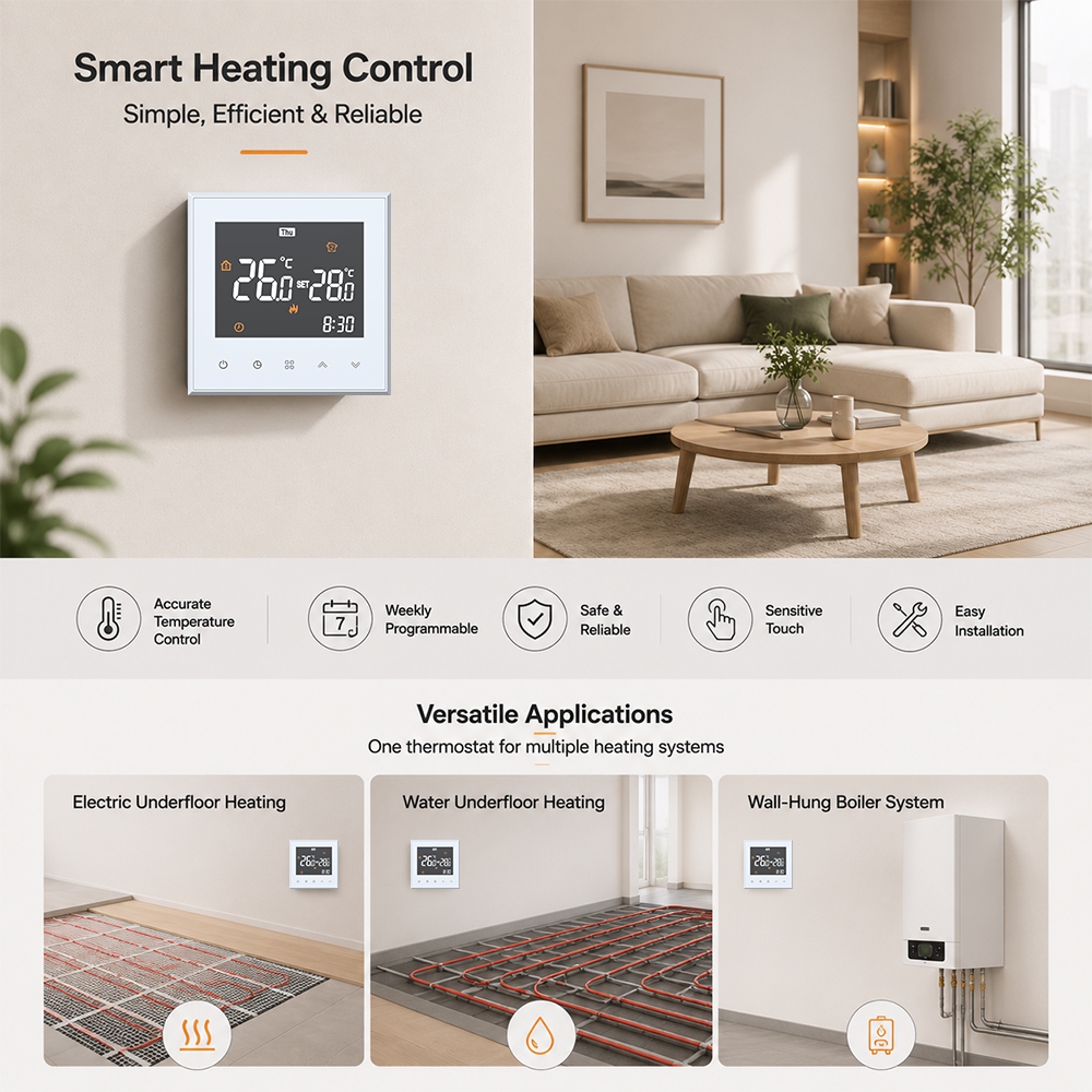 TP501WHP Digital Hydronic Floor Heating Thermostat