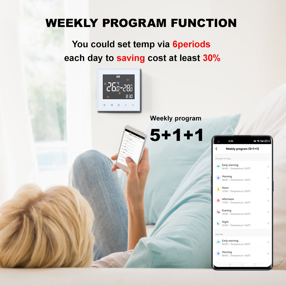 TP501UHPW WiFi Underfloor Heating Thermostat Compatible with Alexa & Google Home