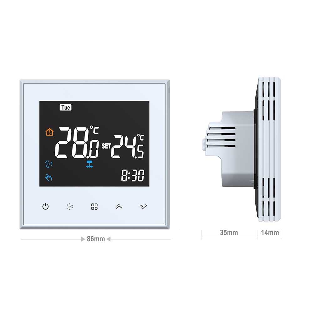 TP501 Series VA Colorful LCD display Smart EC Fan Coil Thermostat With Weekly Program