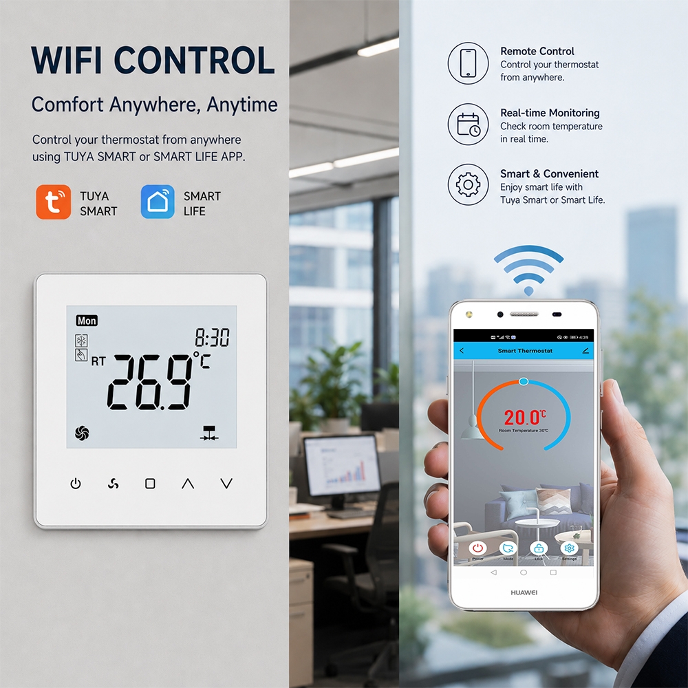 TP518 Series Zigbee Smart Fan Coil Thermostat with APP Control for Intelligent HVAC System