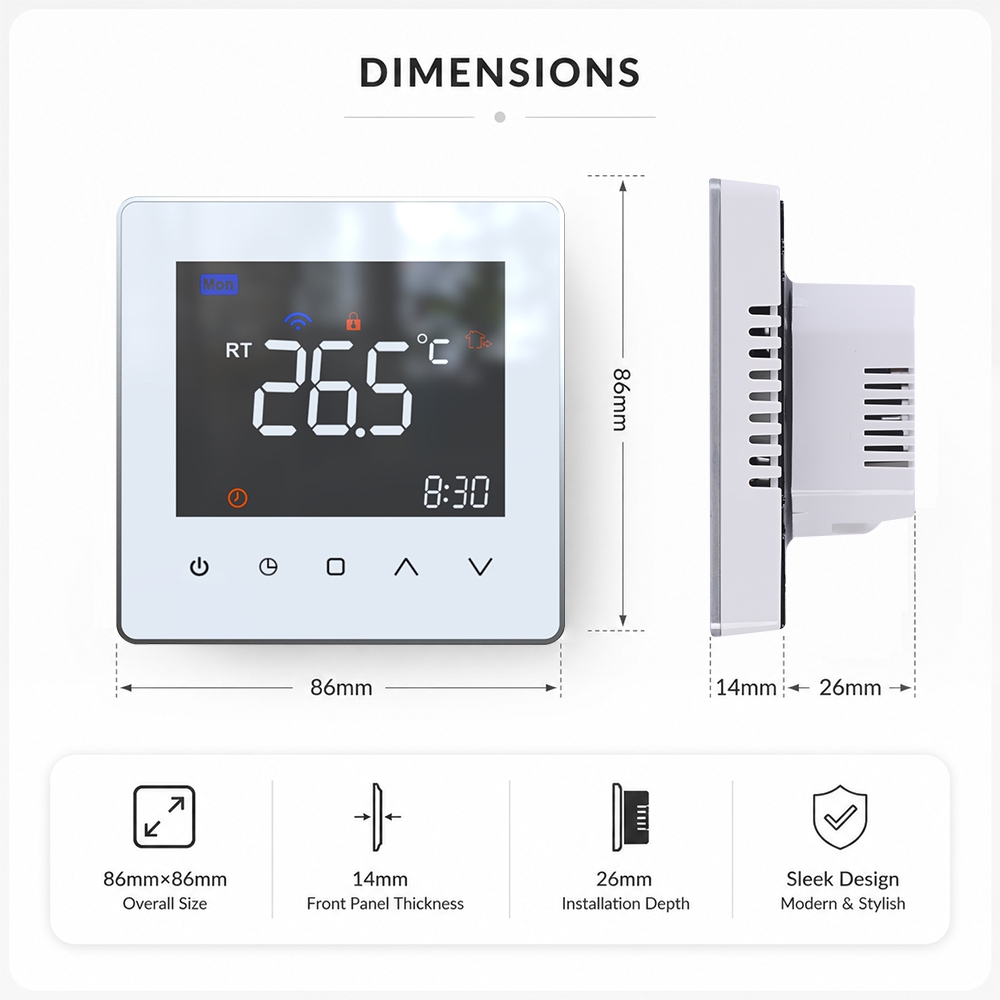TP538WHPW WIFI Colorful VA LCD heating room thermostat