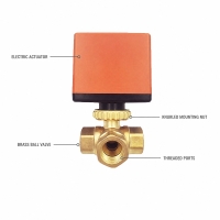 TP60 Series 3 Way Motorized Ball Valve for HVAC Bypass and Hydronic Water Flow Switching Control