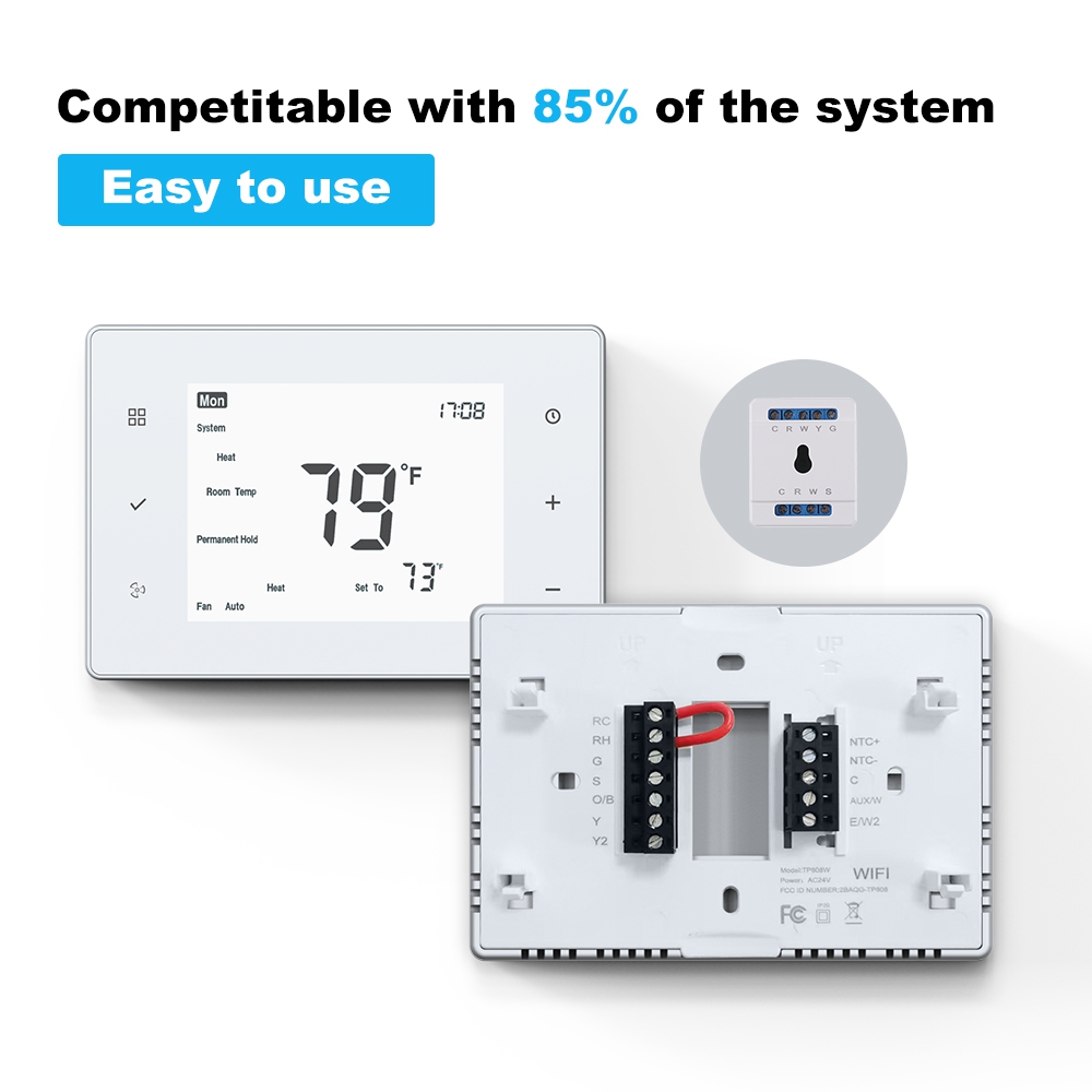 4Heat 2Cool Multi Stage HVAC system 24V digital touch room thermostat TP808W 