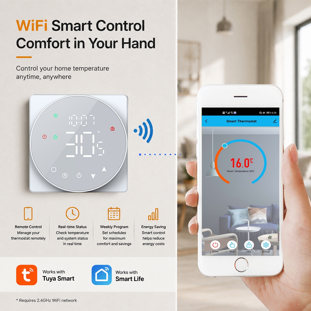 RS485 Water heating weekly programmable thermostat TP908WHPN