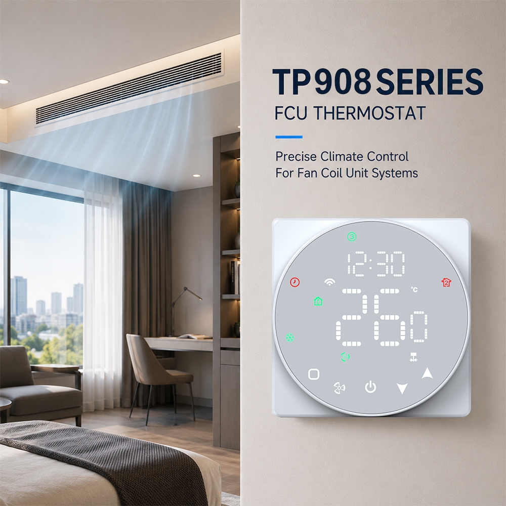 TP908 Series Commercial HVAC Fan Coil Thermostat with 0-10V Valve