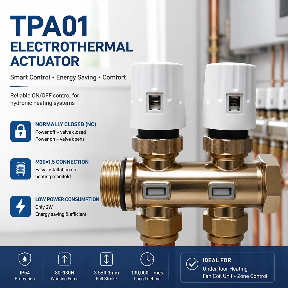 2W 24V Normally Close Type Thermal actuator for manifold heating system  