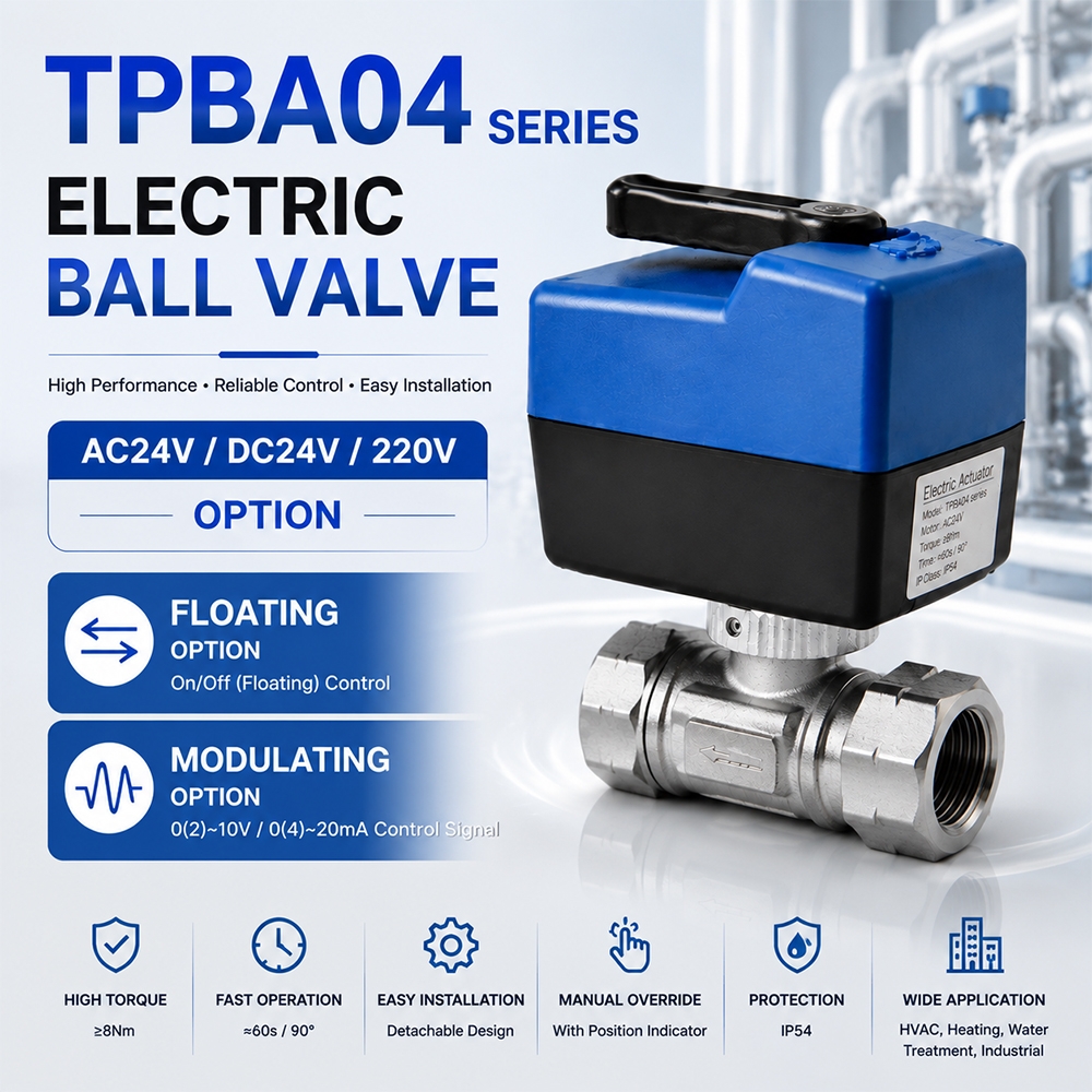 TPBA04series 0-10V/4-20Ma AHU Electric Valve  