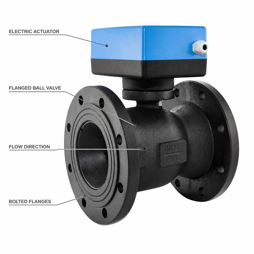 TPBA05series  Electric Ball Valve for HVAC Flanged Ball Valve Control System